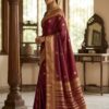 Regal Maroon Semi Banarasi Silk Saree