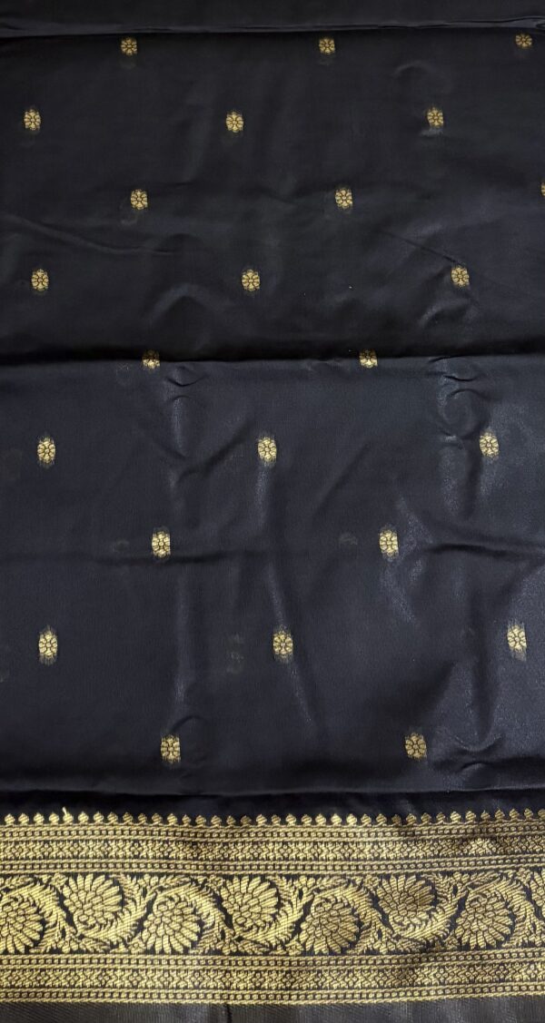 Classic Black Semi Banarasi Silk Saree