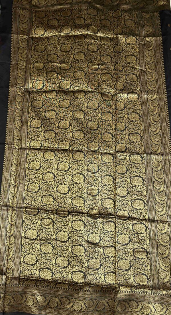 Classic Black Semi Banarasi Silk Saree