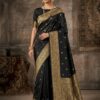 Classic Black Semi Banarasi Silk Saree