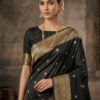 Classic Black Semi Banarasi Silk Saree